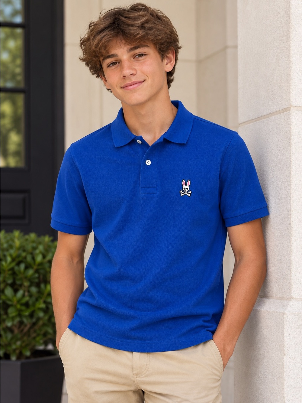 Psycho Bunny Boys Pima Cotton Polo Shirt Royal Blue Youth L 14-16yrs NWOT